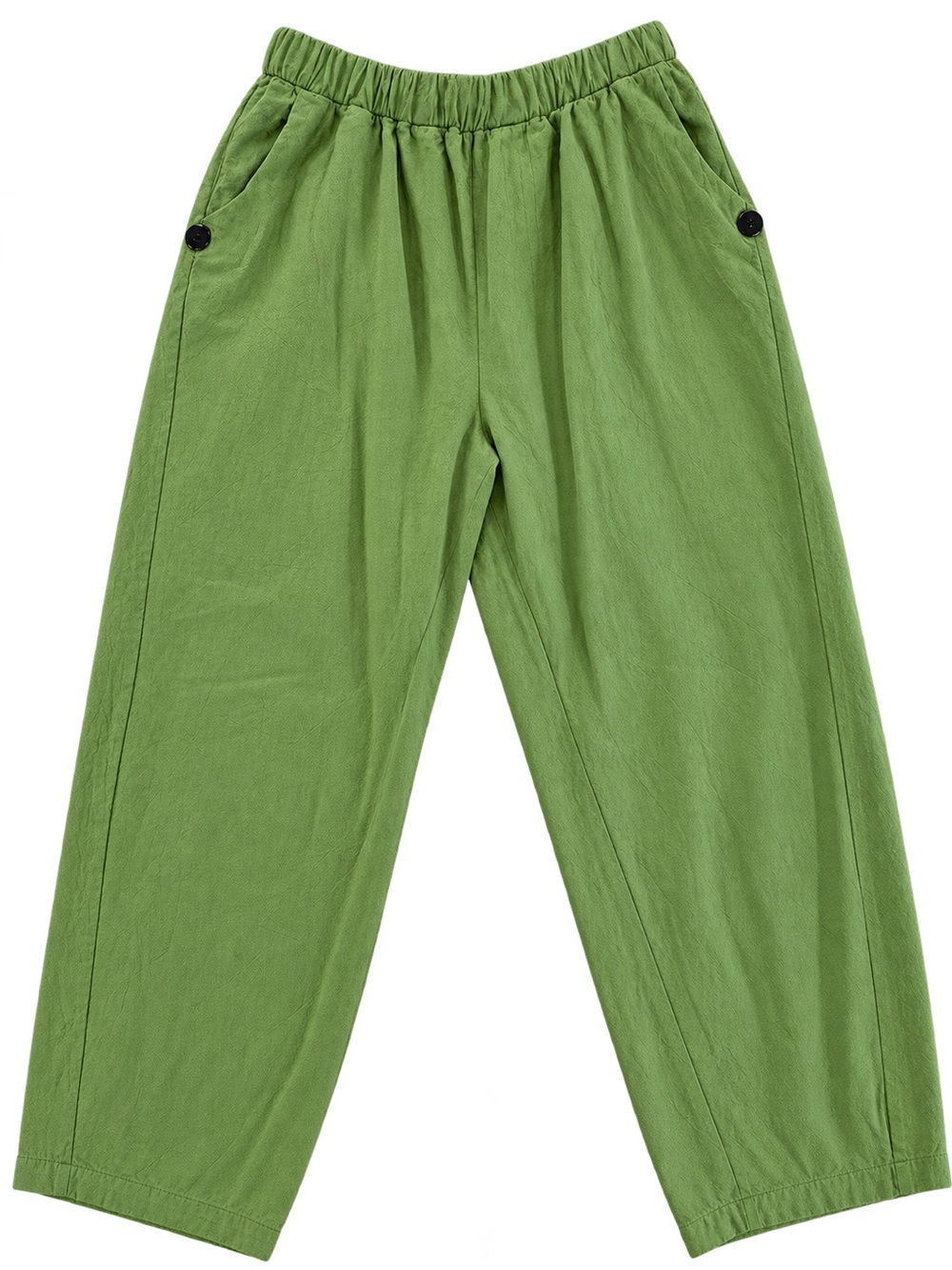 Green Linen Slouchy Wide Leg Cropped Balloon Pants - Size L